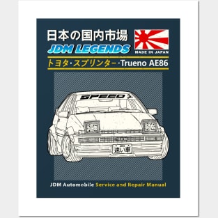 Toyota Sprinter Trueno (AE86) 1986 Car Manual Book Cover Posters and Art